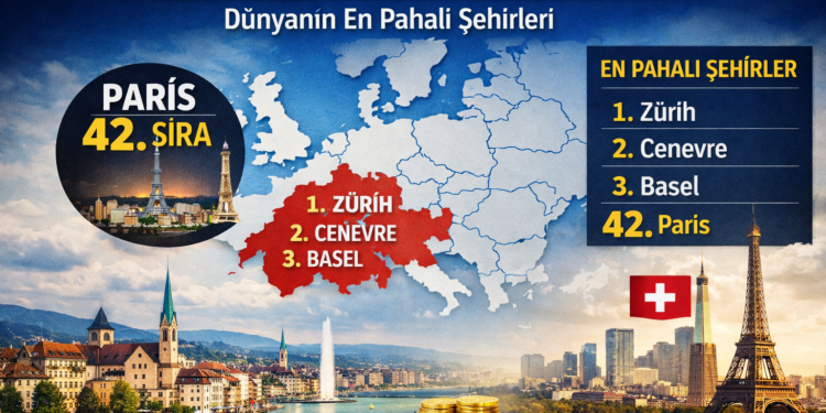 2026 yaşam maliyeti endeksi sonuçlarına göre Zürih ve Paris karşılaştırması