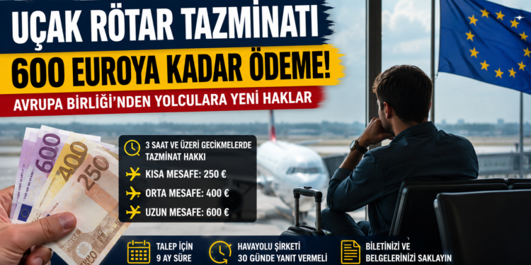 Uçak Rötar Tazminatı 2026: Avrupa Birliği’nden Türkiye’ye Seyahat Eden Yolculara 600 Euroya Kadar Tazminat Hakkı