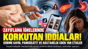Zayıflama iğnelerinin zararları ve ciddi yan etkileri: Ozempic, Wegovy ve Mounjaro gibi ilaçlarla ilişkili görme kaybı, pankreatit ve mide sorunları hakkında sağlık uyarıları.